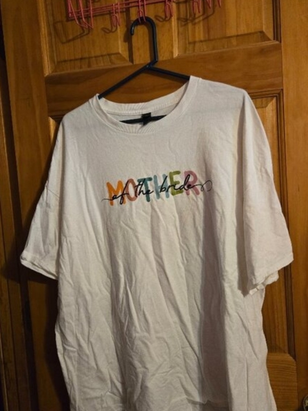 White Mother Of The Bride Graphic Tee with Multi-Color 'Mother' Script